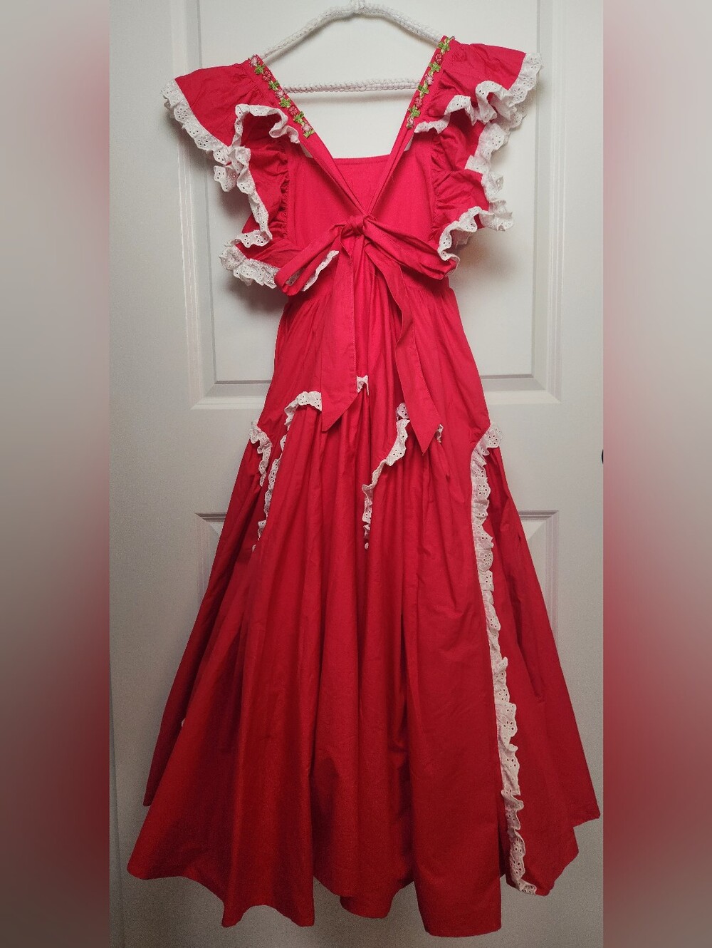 Dollcake New With Tags Raspberry Red Dress With Lace Ruffle Size 8 - Picture 4 of 11